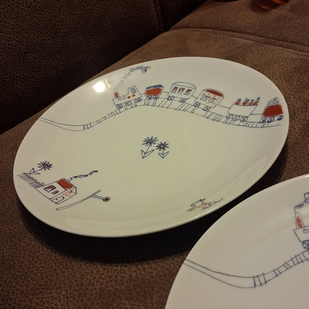 Rare Johann Haviland Bavaria Porcelain Plates Featuring A Whimsical Drawing
